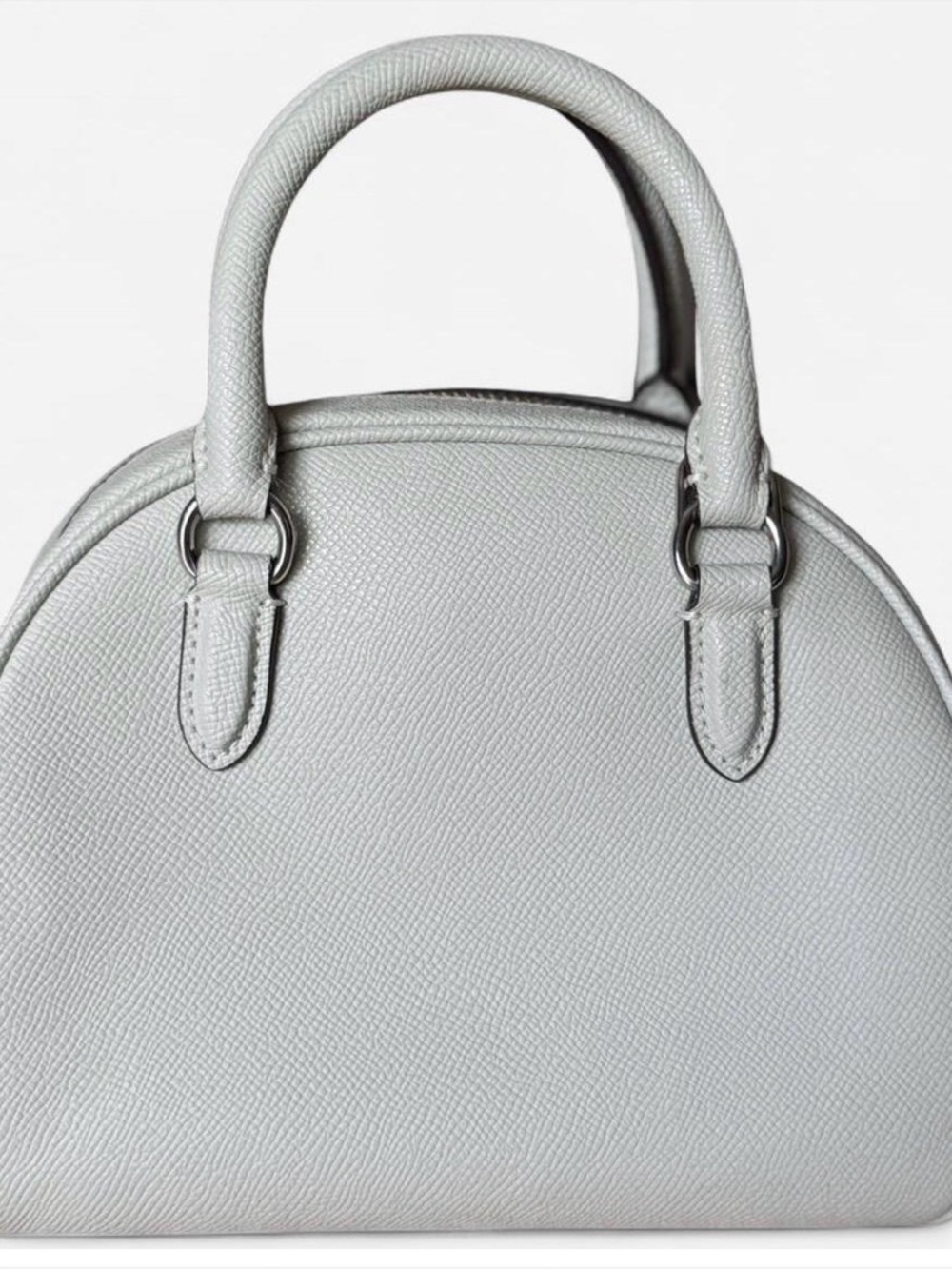 COACH Pebbled Leather Sidney Satchel in Light Gray with Silver Hardware - Picture 4 of 8